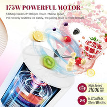 Load image into Gallery viewer, Portable Personal Blender 17 OZ/500 ML Juicer, 175W Personal Size Blender, Ideal for Smoothies, Ice Blending, Juicing, and Food Processing, Compact, Convenient, and Versatile (White)