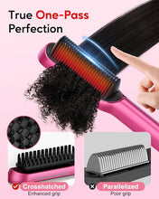 Load image into Gallery viewer, Terviiix Frizz Buster Ionic Hair Straightener Brush with MCH Heater - Rapid 450°F in 20S, Hair Straightener Comb for Efficient One-Pass, Anti-Scald, 13 Heat Settings, Dual Voltage, Pink