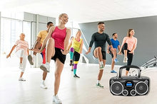 Load image into Gallery viewer, RIPTUNES Portable CD Player Bluetooth Stereo Sound System Digital AM FM Radio, MP3 CD Boombox USB SD PALYBACK with Enhanced Bass, Aux in, Headphone Jack, CD-R/CD-RW Compatible LCD CLOCK Display, Black