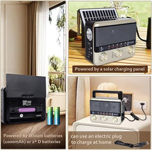 Load image into Gallery viewer, Retro Portable Radio AM FM SW Shortwave Radio with Bluetooth Speaker,Battery Operated or AC,Solar,SUB Charging, TF Card,USB Playing Flashlight