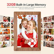 Load image into Gallery viewer, Frameo 10.1" Digital Picture Frame, Brown Wood Smart WiFi Digital Photo Frame with 1280x800 HD IPS Touch Screen 32GB Memory Auto-Rotate Wall Mounted Slideshow, Share Photos/Videos from Phone Remotely