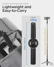 Load image into Gallery viewer, Spigen MagSafe Selfie Stick Tripod Stand (MagFit) with Bluetooth Remote Control Shutter 47" Extendable Compatible with MagSafe iPhone 16 15 14 13 12 Pro Max Mini & Android Phones - Black