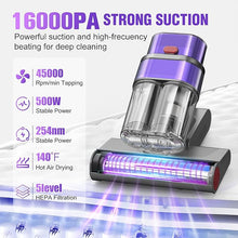 Load image into Gallery viewer, Mattress Vacuum Cleaner with Dust Smart Sensor, Bed Vacuum Cleaner with UV Light& Hot Wind, 16Kpa Suction 500W & 45000Rpm BrushRoll Rotation & Ultrasonic Tech & 0.6L Dust Cup,Corded