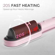 Load image into Gallery viewer, Hair Straightener Brush, TYMO Ring Hair Straightener Comb Straightening Brush for Women with 5 Temps 20s Fast Heating & Dual Voltage, Pink