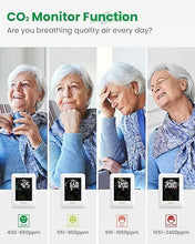Load image into Gallery viewer, Newentor CO2 Monitor, Indoor Air Quality Meters, Carbon Dioxide Detector with Voice Alert, Large Display CO2 Tester, Temperature Humidity Sensor, Alarm Clock for Home, RV, Grow Tents, White