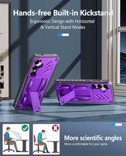 Load image into Gallery viewer, FNTCASE for Samsung Galaxy S25 Case: for Galaxy S24 Case Military Grade DropProof Protection Cover with Kickstand | Matte Textured Rugged Shockproof | Protective Sturdy Phone Case - 6.2 inch Purple