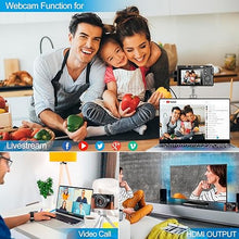 Load image into Gallery viewer, 4K Digital Camera for Photography and Video, 12X Optical Zoom 64MP Autofocus Anti-Shake Vlogging Camera for YouTube, Built-in Fill Light and Flash Travel Camera with 64GB SD Card,Battery (Black)