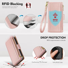 Load image into Gallery viewer, Antsturdy Compatible with Samsung Galaxy S25 Plus Wallet Case with Card Holder,PU Leather Phone Case Flip Protective Cover RFID Blocking Wrist Strap Credit Card Slots Kickstand Men Women,Rose Gold