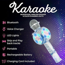 Load image into Gallery viewer, Sing-Along Bluetooth Karaoke Microphone and Bluetooth Stereo Speaker, Swirl Edition, All-in-One (Swirl Blue)