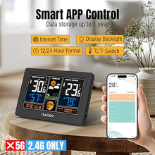 Load image into Gallery viewer, Raddy N75 Wi-Fi Weather Station, 7.5" Wireless Indoor/Outdoor Thermometer, Home Weather Thermometer with APP Control, Network Time, Weather Forecast, Frost Alert, Adjustable Brightness
