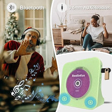 Load image into Gallery viewer, Green CD Player for Home, Desktop CD Player with Speakers, FM Radio, Remote Control, Bluetooth, USB and AUX Port, Vertical Stand and Portable, Wired