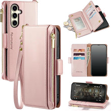 Load image into Gallery viewer, Antsturdy Compatible with Samsung Galaxy S25 Plus Wallet Case with Card Holder,PU Leather Phone Case Flip Protective Cover RFID Blocking Wrist Strap Credit Card Slots Kickstand Men Women,Rose Gold
