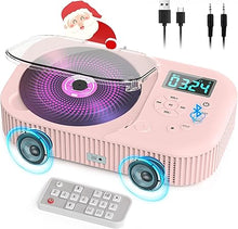 Load image into Gallery viewer, Portable CD Player with Bluetooth 5.3 Transmitter, Rechargeable CD Player with Speakers, Anti-Skip CD Players for Home with FM Radio, LCD Display, Dual Stereo, Support AUX/USB, Kids CD Player, Gifts