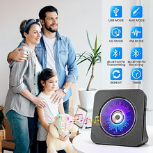 Load image into Gallery viewer, Desktop CD Player with Speakers, ROADOM CD Players for Home, Portable CD Player with Bluetooth Hi-Fi Stereo Sound,Remote Control,Supports CD/Bluetooth/FM Radio/U Disk/AUX/Timer/Repeat,Black