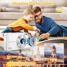 Load image into Gallery viewer, Digital Camera, 2024 Upgraded Camera for Kids with 32GB Card, 16X Zoom,1080P Point and Shoot Digital Camera with Anti-Shake, Timestamp, Flashlight, Portable Travel Camera for Teens Girls,Boys, White