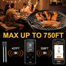 Load image into Gallery viewer, Wireless Bluetooth Meat Thermometer with 2 Ultra-Thin Probes, Smart Digital Food Thermometer 600FT Remote Range, Standalone Smart Base for Grill Smoker Roast Oven, Cooking Gifts