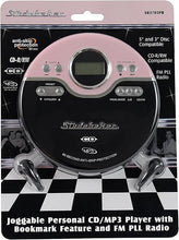 Load image into Gallery viewer, Studebaker SB3703PBB Joggable Personal CD/MP3 Player with Bookmark Feature and FM PLL Radio - Pink & Black