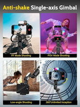 Load image into Gallery viewer, Auto Face Tracking Tripod 360 Rotation for iPhone Android,Phone Stand Follow You for Video Recording,Selfie Stick Tripod with RGB Light,Remote Control for YouTube,TikTok Vlogging(M2Pro Black)