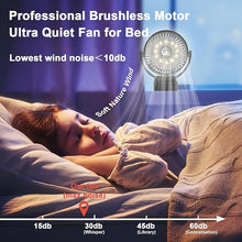 Load image into Gallery viewer, Portable Fan with Remote Control & Timer & LED Lights, 60hrs 12000mAh USB Rechargeable Battery Fan Could Clamp/Hanging/Stand Up, Small Clip on Fan for Baby Stroller, Bed, Desk, Camping Tent, Travel