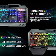 Load image into Gallery viewer, Wireless Gaming Keyboard and Mouse with Rainbow LED 16RGB Backlit Rechargeable 4800mAh Battery Metal Panel Mechanical Ergonomic Feel Waterproof Dustproof 7 Color Mute Mice for Laptop PC Gamer(Black)