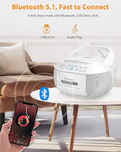 Load image into Gallery viewer, Greadio CD Player Boombox Cassette Player Combo with Bluetooth,AM/FM Radio,Stereo Sound with Remote Control,AUX/USB Drive,Tape Recording,AC/DC Powered,Headphone Jack,LCD Display for Home,Kids,Gift