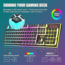 Load image into Gallery viewer, RedThunder K10 Wireless Gaming Keyboard and Mouse Combo, RGB Backlit Rechargeable 3800mAh Battery, Mechanical Feel Anti-ghosting Keyboard with Pudding Keycaps + 7D 3200DPI Mice for PC Gamer (Black)