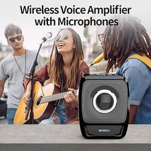 Load image into Gallery viewer, SHIDU Voice Amplifier, Portable Speaker with Wireless Microphones Headset & Handheld Microphone Small PA System supports Bluetooth TF Card and U-Disk Play Music for Teachers Tour Guides Speech Meeting