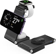 Load image into Gallery viewer, Magnetic Wireless Charger Stand, 3 in 1 Foldable Wireless Charging Station, Travel Charger for Multiple Devices for iPhone 16 15 14 13 12 Series, Apple Watch Ultra/9/8/7/6/5/4/3/2, AirPods