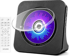 Load image into Gallery viewer, Desktop CD Player with Speakers, ROADOM CD Players for Home, Portable CD Player with Bluetooth Hi-Fi Stereo Sound,Remote Control,Supports CD/Bluetooth/FM Radio/U Disk/AUX/Timer/Repeat,Black