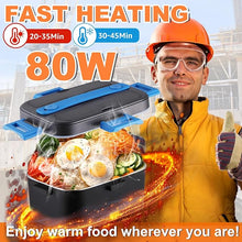 Load image into Gallery viewer, Nifogo Electric Lunch Box for Adults 80W with Temperature Display Heated Lunch Box Food Warmer Lunch Box 1.8L Stainless Steel Container&Bag 12V/24V/110V for Car/Truck/Work(Blue)