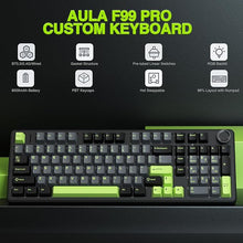 Load image into Gallery viewer, AULA F99 Pro Wireless Mechanical Keyboard with Knob,Tri-Mode BT5.0/USB-C/2.4GHz Hot Swappable Custom Keyboard,Pre-lubed Linear Switches,Gasket Structure,RGB Backlit Computer Gaming Keyboards