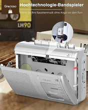 Load image into Gallery viewer, Gracioso Portable Cassette Player Recorder with Bluetooth Transmitter, AM FM Walkman Cassette Player with Headphone Jack & Big Speaker,Microphone Jack, 2*AA Battery Opearated Cassette Tape Player