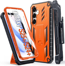 Load image into Gallery viewer, FNTCASE for Samsung Galaxy S25-Plus Case: Military Grade Rugged Cell Phone Cover with Kickstand & Holster | Shockproof TPU Protection Bumper Matte Textured Design for Samsung S24 Plus Cases (Orange)