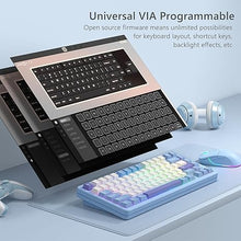 Load image into Gallery viewer, Womier SK75 75% Keyboard with Full Aluminum Wireless Mechanical Gaming Keyboard, VIA Custom Keyboard, Pre-lubed POM Switches RGB Creamy Gaming Keyboard, 3-Modes Gasket Hot Swappable Keyboard, Blue