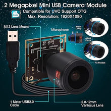 Load image into Gallery viewer, USB Camera Module 1080P, 0.01Lux Low Light USB Camera 2.8-12mm Varifocal Lens Industrial Camera with Microphone H.264 2MP CMOS IMX323 UVC USB Webcam Board for Window Linux Android Mac