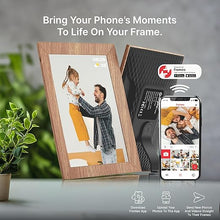 Load image into Gallery viewer, Avyona 10.1” Smart WiFi Digital Photo Frame | HD IPS Touchscreen | 32GB Storage | Frameo App for Instant Wireless Photo & Video Sharing | Auto-Rotate | Ideal Gift for Family & Friends – Wooden Brown
