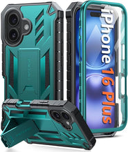 Load image into Gallery viewer, FNTCASE for iPhone 16 Plus Case: Military Grade Drop Proof Protection Mobile Cover with Kickstand | Matte Textured Rugged Shockproof TPU | Protective Sturdy Phone Case - 6.7 inch Green