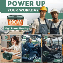 Load image into Gallery viewer, DUPASU Electric Lunch Box Food Warmer: 100W Heated Lunch Box for Adults, 1.8L Portable Fast Heating Lunchbox Food Heater for Car, Truck, Work, Travel, Lonchera Elctrica 12/24V/110-230V