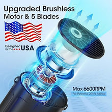 Load image into Gallery viewer, 2024 AI Portable Fan Rechargeable, 4 Speeds 6600RPM Strong Airflow, Personal Waist Fan with up to 25H of Working Time, Hands-Free Hanging Neck Fan, Wearable Belt Fan for Camping, Outdoor, Jobsite