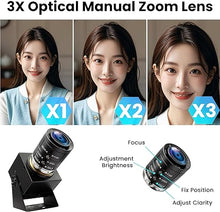 Load image into Gallery viewer, USB Camera 120fps High Speed USB Webcam Golf Swing 4K Camera 12 Megapixels USB Camera with 3X Manual Optical Zoom Lens Lightburn PC Camera Plug and Play for Linux Raspberry Pi Windows Mac OS