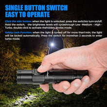 Load image into Gallery viewer, NT21 1200 Lumens Small Bright Rechargeable Flashlight with Power Display, IP67 Waterproof, 5 Light Modes, 984ft Long Throw EDC Pocket-Size Torch for Camping Searching Emergency