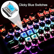 Load image into Gallery viewer, Camiysn Typewriter Style Mechanical Gaming Keyboard, Black Retro Punk Gaming Keyboard with RGB Backlit, 104 Keys Blue Switch Wired Cute Keyboard, Round Keycaps for Windows/Mac/PC
