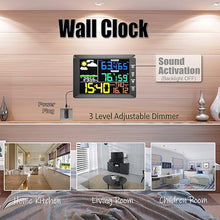 Load image into Gallery viewer, Wireless Weather Station Clock, 10 Inch Home Indoor Weather Monitor with Barometer, Outdoor Temperature and Humidity Gauge, Black