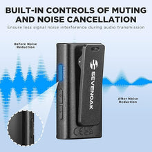 Load image into Gallery viewer, Sevenoak SKM-K2 OLED Wireless Lavalier Microphone for iPhone/Camera/Android, 2.4GHz wireless Lapel Microphone with Stereo/Mono for Youtube,Tiktok Live Stream, Video Recording, Vlogging