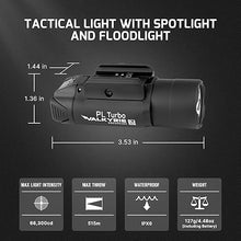 Load image into Gallery viewer, OLIGHT PL Turbo Weaponlight, 800-Lumen 515 Meters Long-Range Tactical Flashlight, 66,300 High Candela Compact Rail-Mounted Light with Strobe Function and Rail Locating Keys, Fits Picatinny and GL Rail