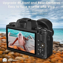 Load image into Gallery viewer, VJIANGER 2024 Upgrade 4K Digital Camera for Photography with 32GB SD Card, 64MP Vlogging Cmaera for YouTube with Front and Rear Camera, Camera Case, WiFi, 3000mAh Battery, 4.0" Touch Screen(Black)