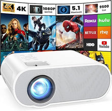 Load image into Gallery viewer, Projector, Native 1080P Full HD Bluetooth Projector with Speaker, Outdoor Portable Movie Mini Projector Compatible with Laptop, Smartphone, TV Stick, Xbox, PS5