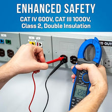 Load image into Gallery viewer, Jonard Tools ACM-1000 Digital Clamp Meter, 1000V/1000A TRMS Multimeter with 45mm Clamp, Non-Contact Voltage Tester, Measures AC/DC Voltage, Current, Continuity, Frequency, Capacitance