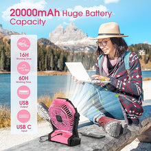 Load image into Gallery viewer, ONLYNEW Portable Fan Rechargeable, 20000mAh Cordless Battery Powered Fan with LED Lantern,Table Fan, USB C Battery Operated Fans for Travel Bedroom Home Camping Tent Office Beach Desk Fishing