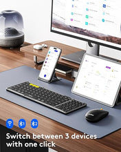 Load image into Gallery viewer, Foldable Keyboard and Mouse, Samsers Folding Bluetooth Keyboard Mouse Combo, 2.4G + BT5.0 x 2, Full-Size Portable Travel Keyboard & USB-C Rechargeable Wireless Mouse for Windows Android iOS Mac OS